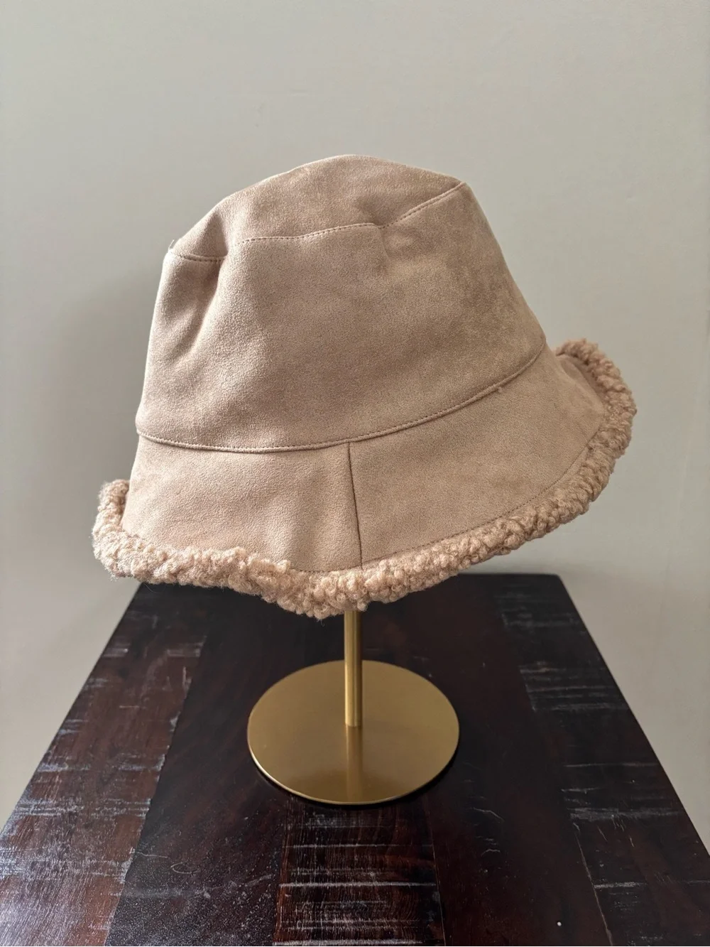 Tan Sherpa Reversible Bucket Hat